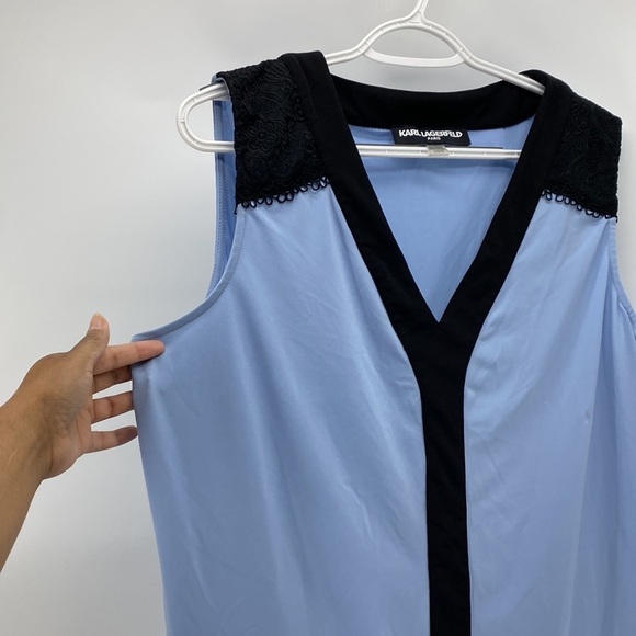 Karl Lagerfeld  Vneck Sleeveless Top with Lace Detail - Picture 6 of 9